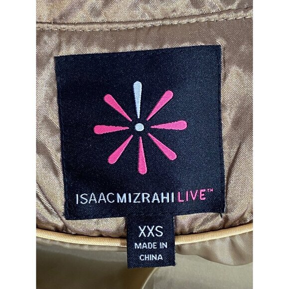 Isaac Mizrahi Gold Quilted Bomber Jacket With Zipper & Button Closure Womens XXS - Picture 9 of 9